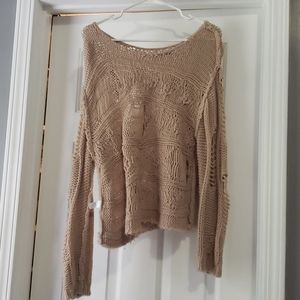 Rubbish Fishnet Nude Colored Cropped Sweater